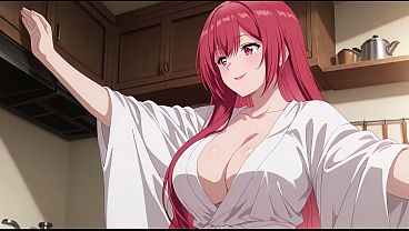 Anak Tiri Pulang Cepet, Lihat Istri Bokap Masak Pakai Jubah Tipis. Kureha Enomoto Cosplay Mesum (ai-generated)
